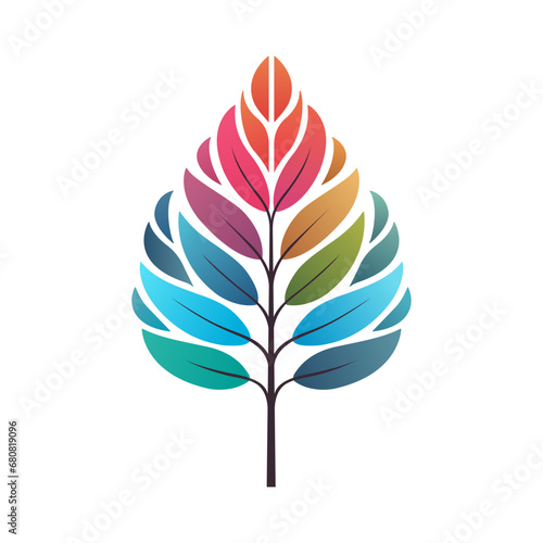 Simple shape of dimmed saturated multicolor filled one simple vector of dim clone leaf isolated on white background.