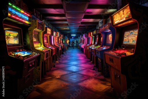Retro Arcade Fun: Celebrating in a retro arcade with classic games.