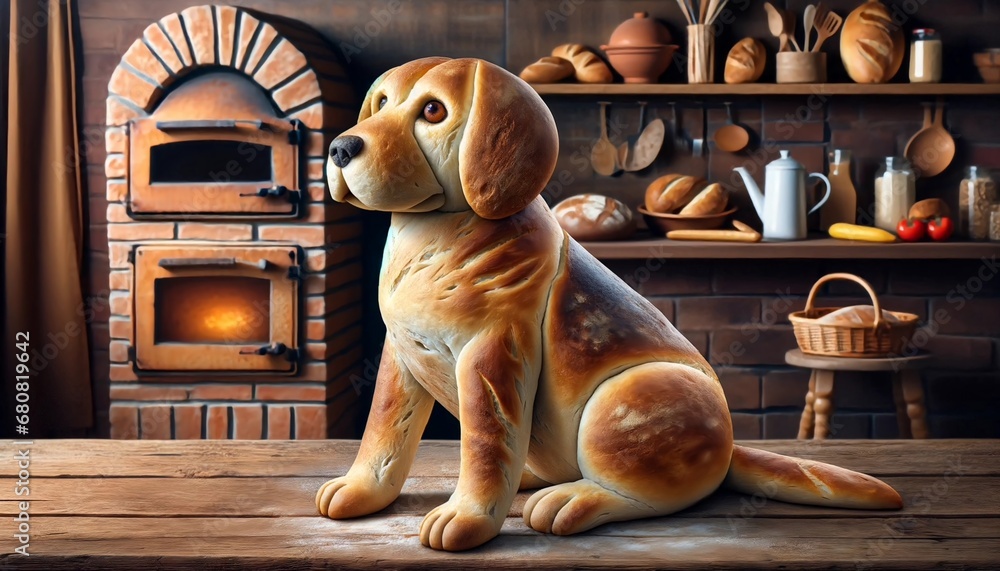 Perro hecho de pan, perro, horno - obrazy, fototapety, plakaty 