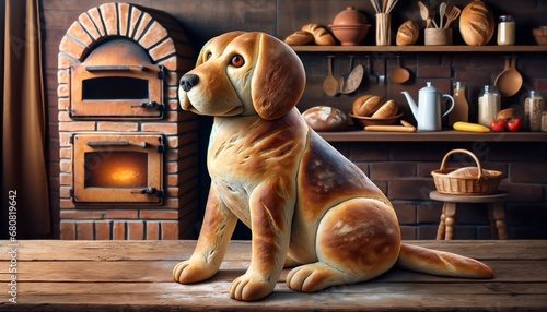 Perro hecho de pan, perro, horno