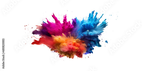colorful vibrant rainbow Holi paint color powder explosion with bright colors isolated white background.