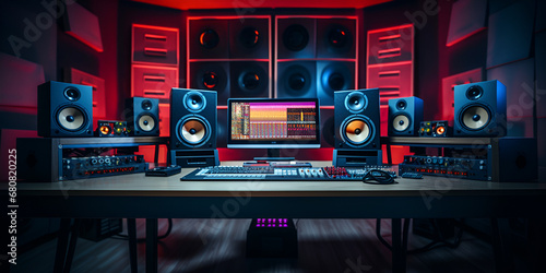  sound engineer working on mixing panel in recording studio stock photo,, Professional Sound Editing Engineer at the Mixing Console Generative Ai
