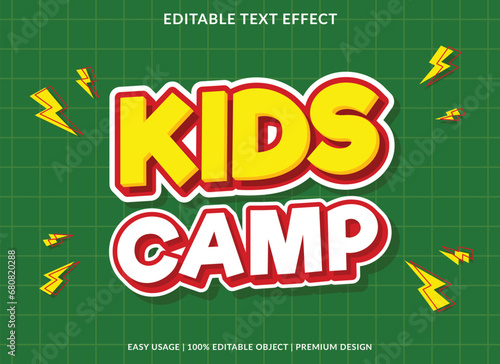 kids camp editable text effect template use for business logo and brand