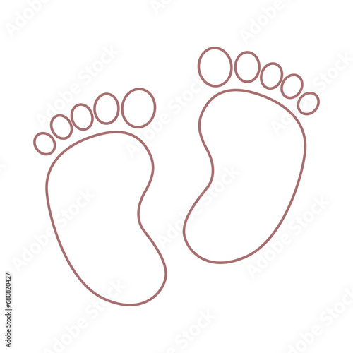 Cute baby footprints line icon art.