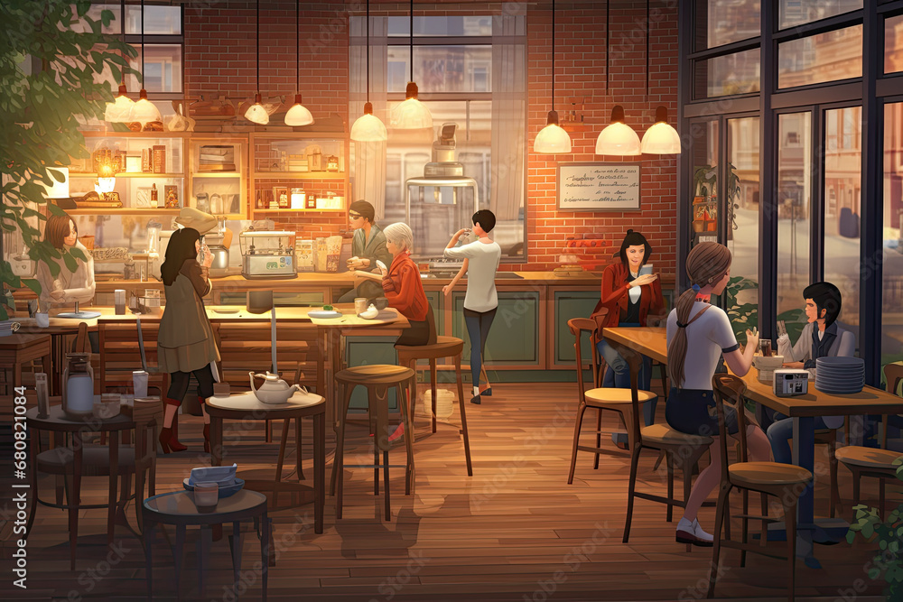 A couple in a warm and cozy coffee shop, cafe, restaurant; talking, chatting, discussing, laughing, enjoying each other's company; friendship, love, bonding, A couple in a warm and cozy coffee shop, cafe, restaurant; talking, chatting, discussing, laughing, enjoying each other's company; friendship, love, bonding,