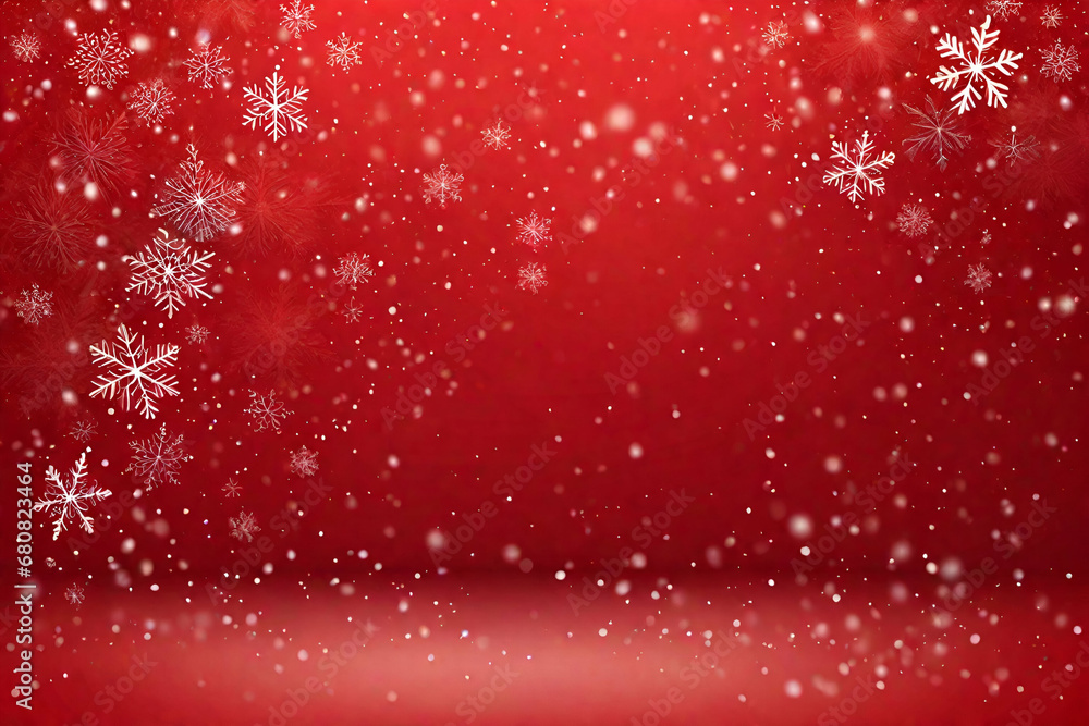 Red Christmas Background with Falling Snowflakes Red Christmas Background with Falling Snowflakes