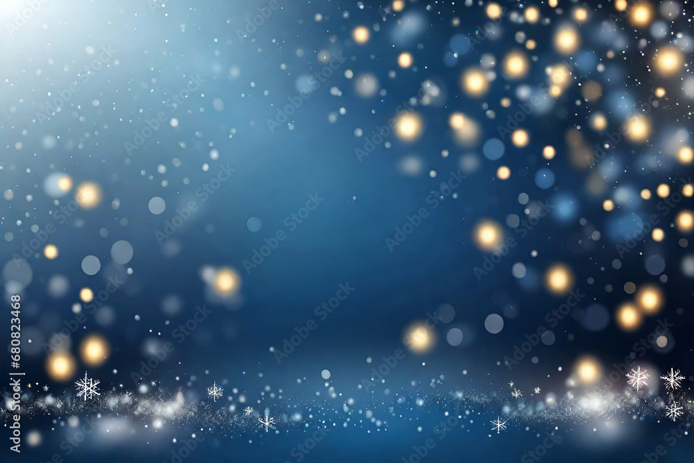 Obraz premium elegant blurred background with stars, snowflakes and bokeh effect