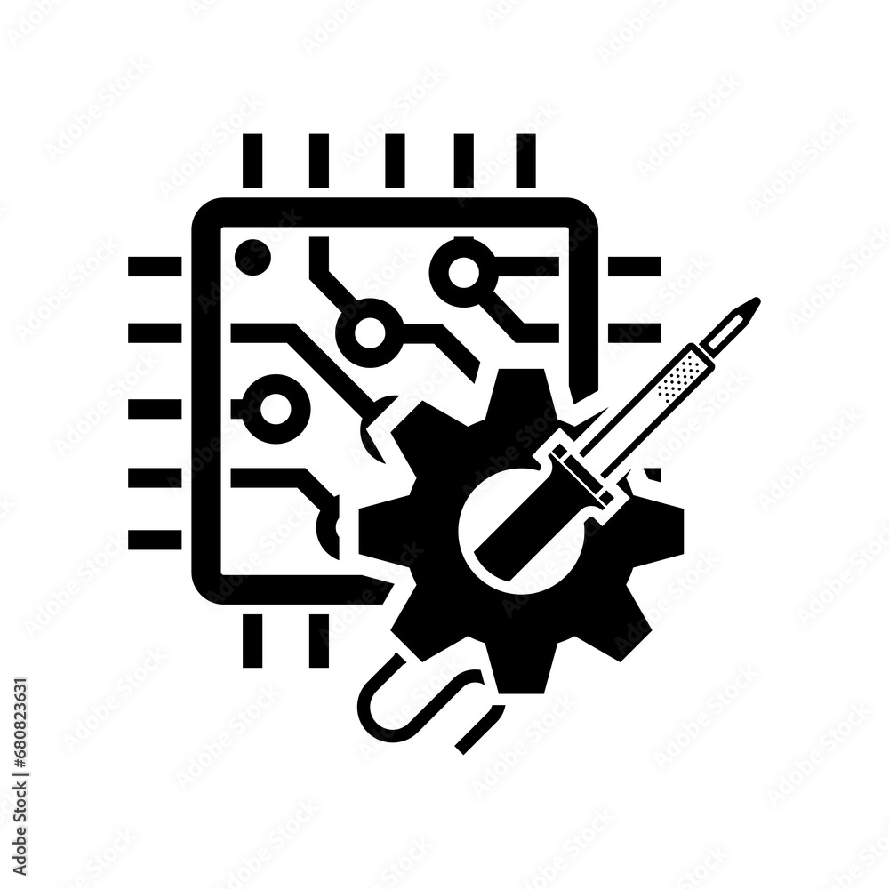 Microcontroller icon isolated on background