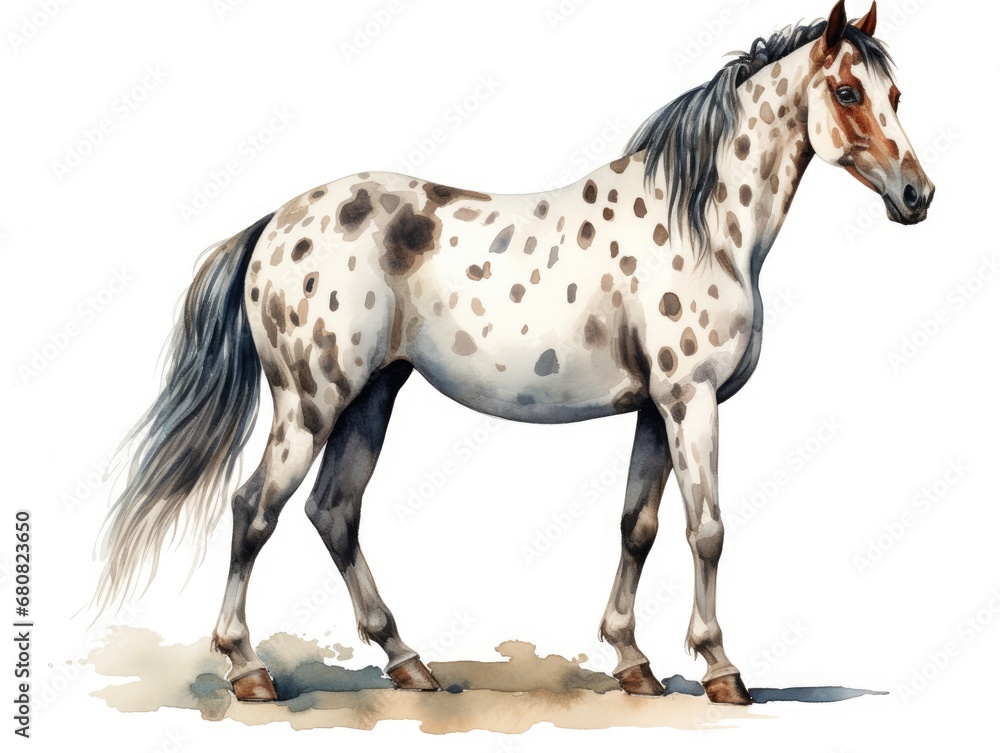 Spotted Appaloosa Horse Watercolor Illustration
