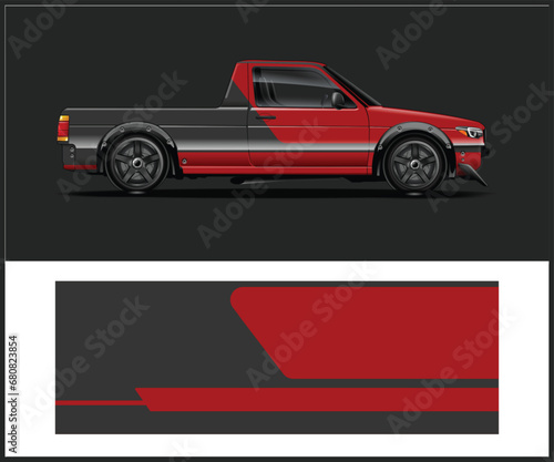 Racing truck wrap design vector. Graphic abstract stripe racing background kit designs for wrap vehicle