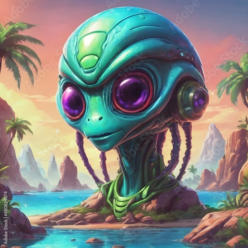 Alien Island Cartoon Background Very Cool