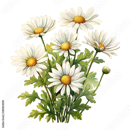Daisies  Flowers  Watercolor illustrations