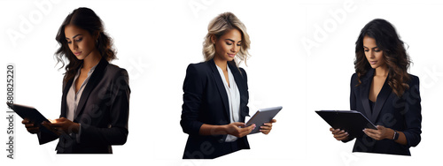business female holding tablet