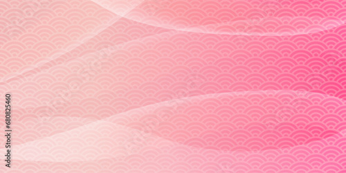 青海波文様　ピンクの春色背景イラスト