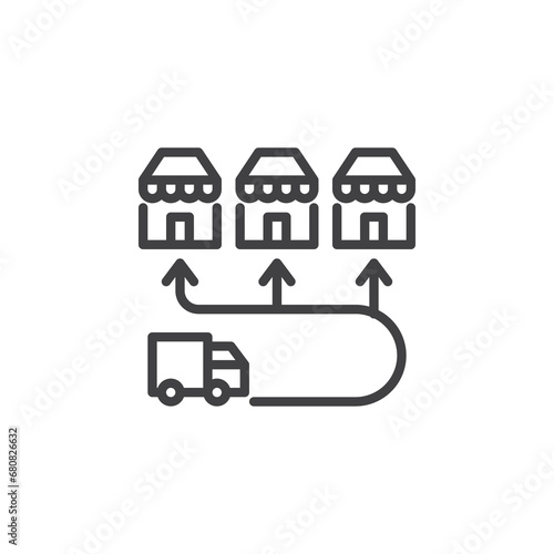 Cross docking warehouse line icon