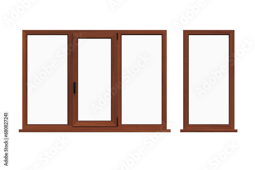 windows in the interior isolated on transparent background, 3D illustration, cg render