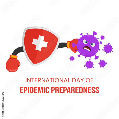 Health shield punches viruses vector illustration suitable for international day of epidemic preparedness