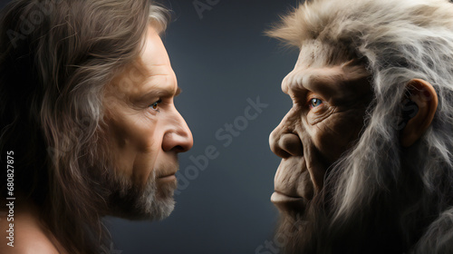 「進化の対話：ホモサピエンスとネアンデルタール人の顔面の比較」 photo