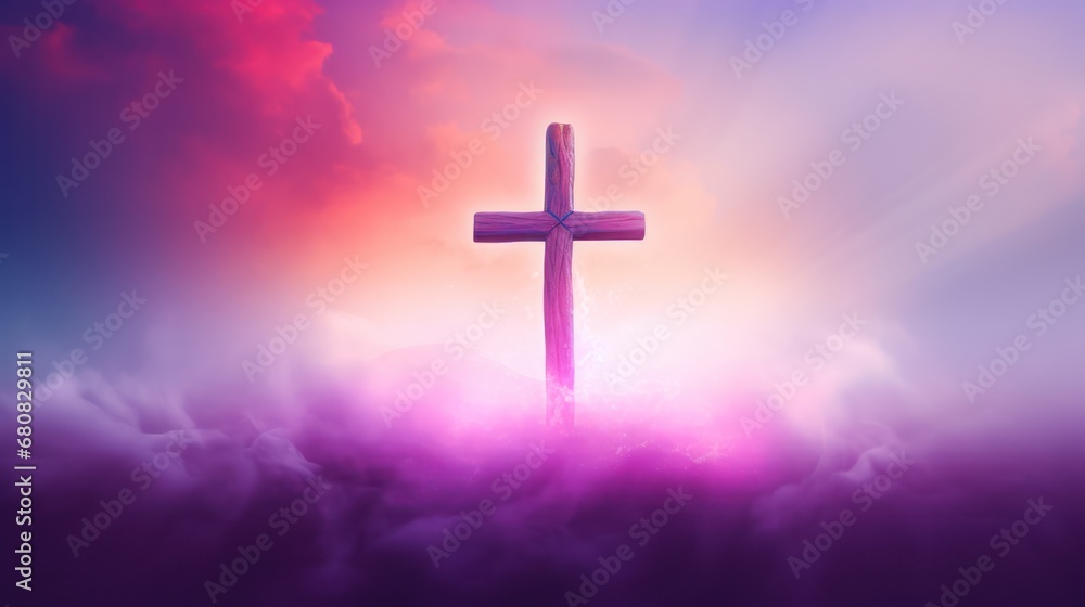 Cross with Foggy Background and Vivid Colors