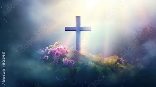 Cross with Foggy Background and Vivid Colors © Left
