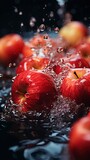 apple and water background and generative ai