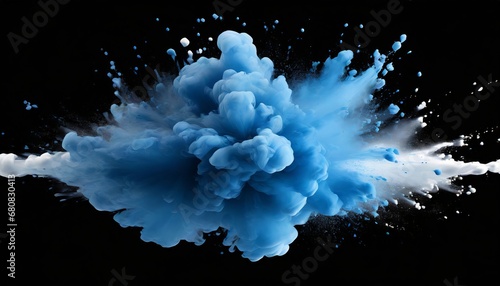 Cloud of colorful blue smoke