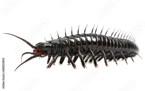 Harmful Black Color Giant Centipede Isolated on Transparent Background PNG.