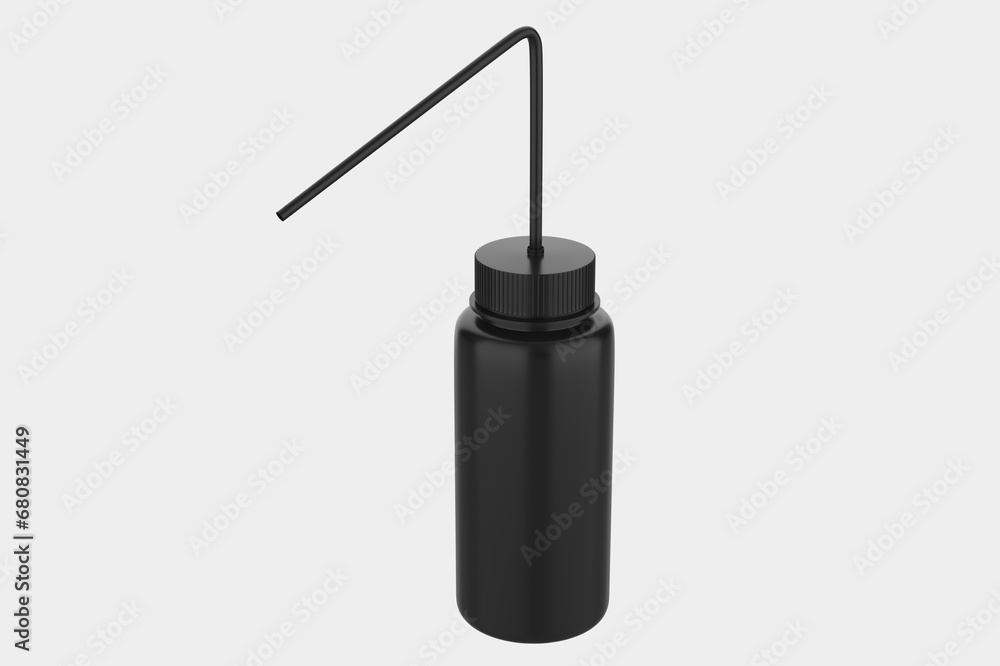 Fototapeta premium Glossy Plastic Bottle with Straw Mockup Isolated On White Background