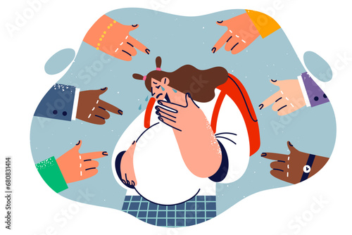 Pregnant teenage girl is crying because of bullying others and needs help of pediatric psychologist