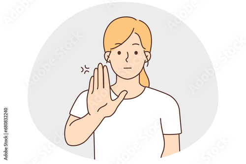 Young woman show stop gesture