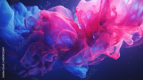 Waves of neon pink and electric blue crashing into each other, forming a surreal abstract masterpiece under the lens of a high-quality camera.