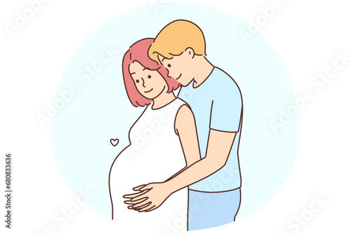 Happy couple excited with pregnancy