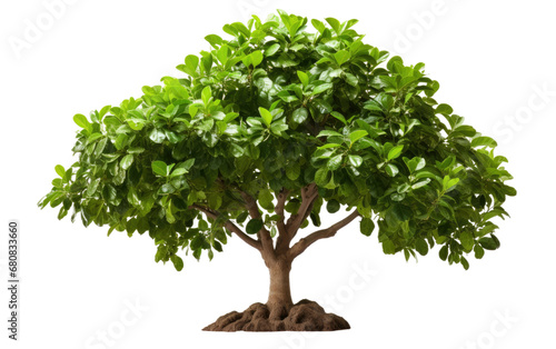 Green Long Colorful Ficus Tree Isolated on Transparent Background PNG. photo