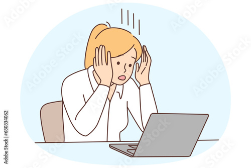 Frustrated woman shocked by online news