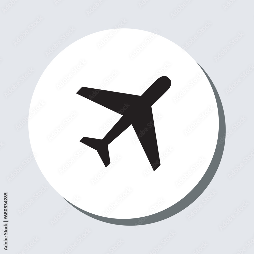 Airplane icon vector. Airplane sign symbol in trendy flat style. Airplane vector icon illustration in circle isolated on gray background Airplane icon vector. Airplane sign symbol in trendy flat style. Airplane vector icon illustration in circle isolated on gray background