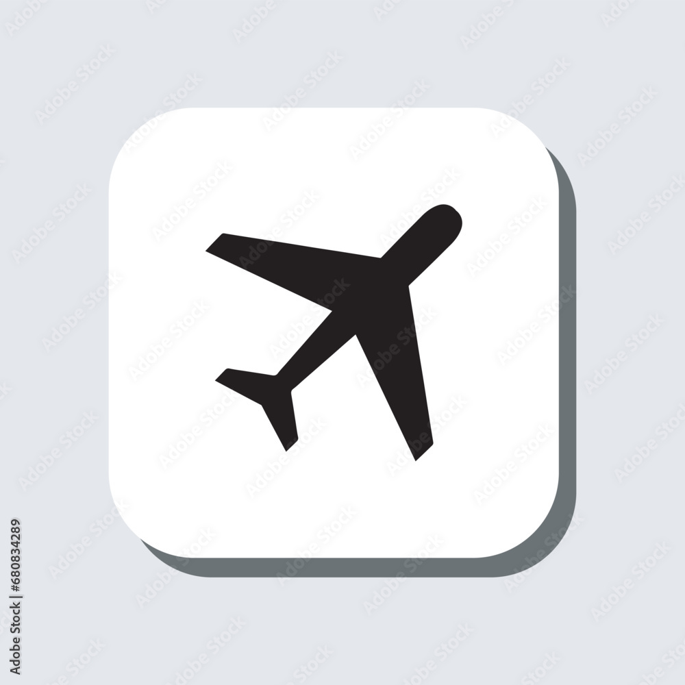 Airplane icon vector. Airplane sign symbol in trendy flat style. Airplane vector icon illustration in square isolated on gray background