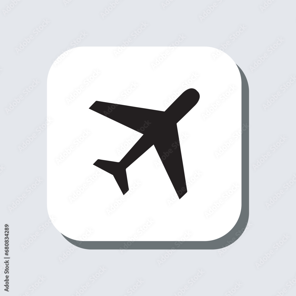 Airplane icon vector. Airplane sign symbol in trendy flat style. Airplane vector icon illustration in square isolated on gray background Airplane icon vector. Airplane sign symbol in trendy flat style. Airplane vector icon illustration in square isolated on gray background