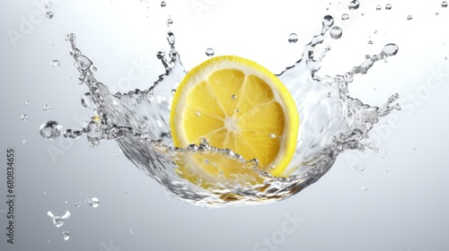 Falling Citrus Fruit in Motion with Refreshing Water Splash