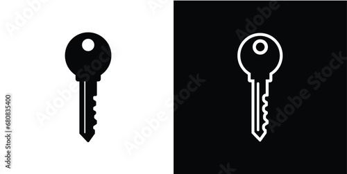 Set of key vector, black and white background on key photo