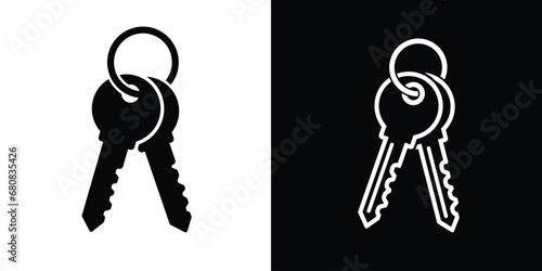 Keys on white and black background, Set of keys