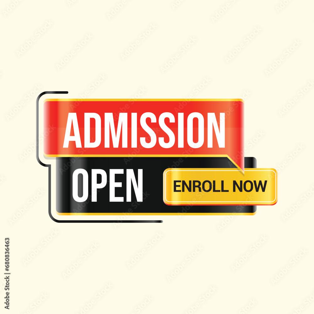 flat design admission open enroll now label clipart