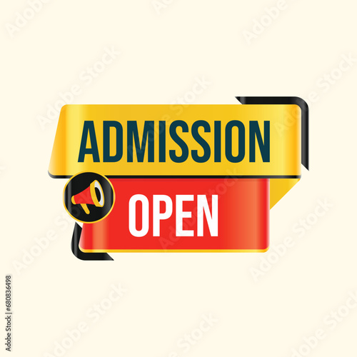 admission open label flat design vector with megaphone speaker