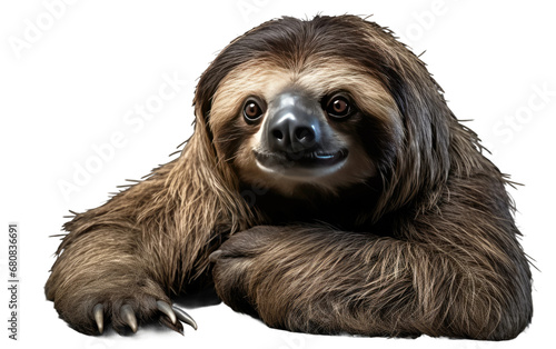 Smiling Sloth Various Species Isolated On Transparent Background PNG.