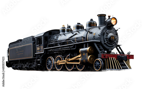 Black Color Train Engine Isolated On Transparent Background PNG.