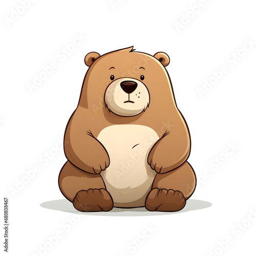 bear character simple lines funny art on white background