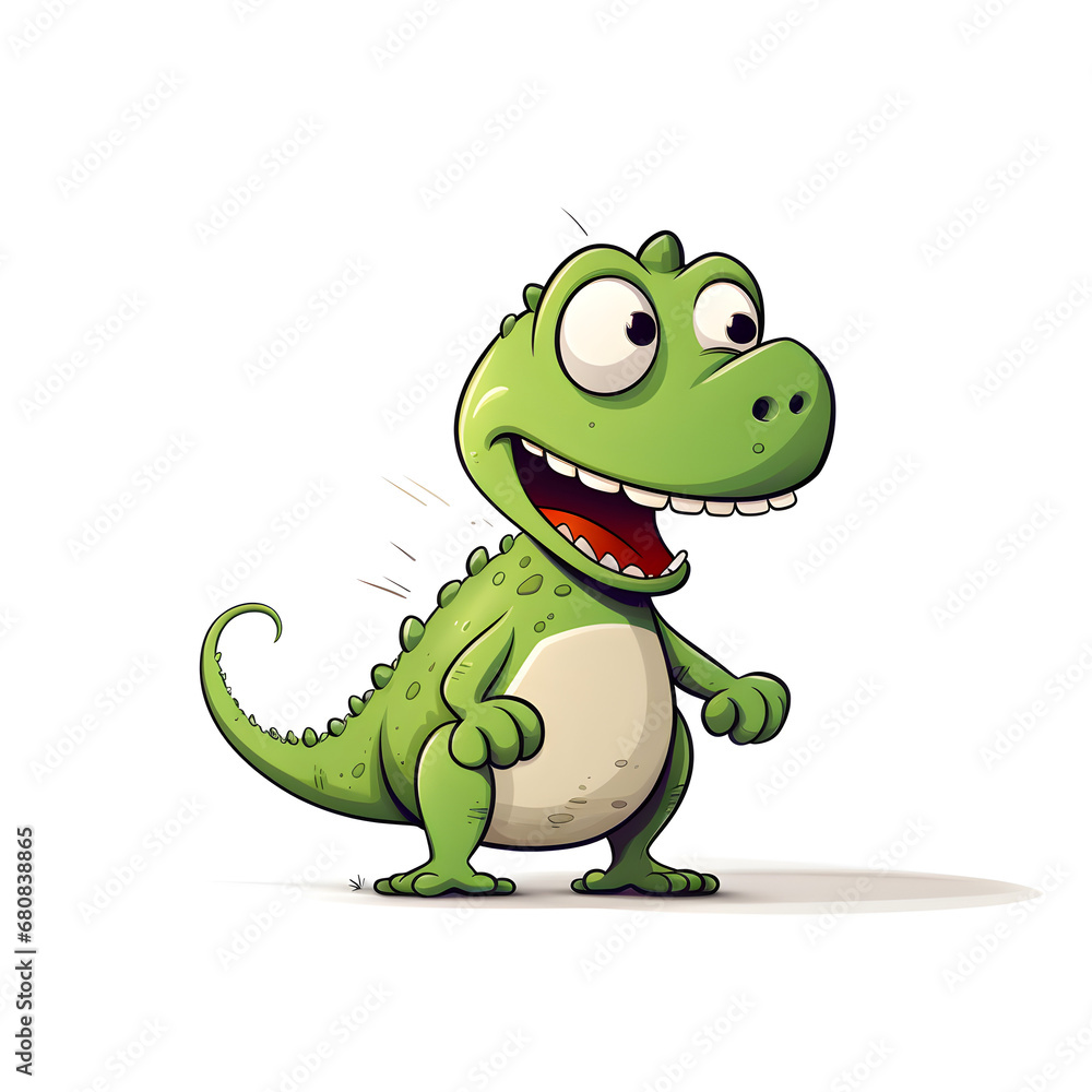 Fototapeta premium dinosaur character simple lines funny art on white background