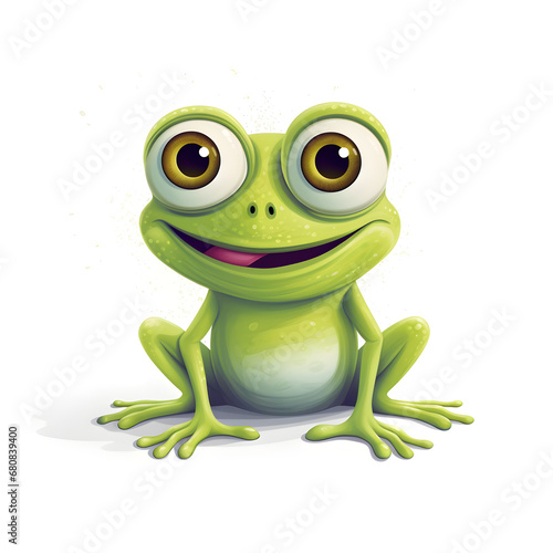 frog character simple lines funny art on white background