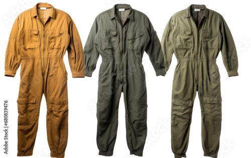 Collection Safety Tank Crew Coverall Isolated On Transparent Background PNG.