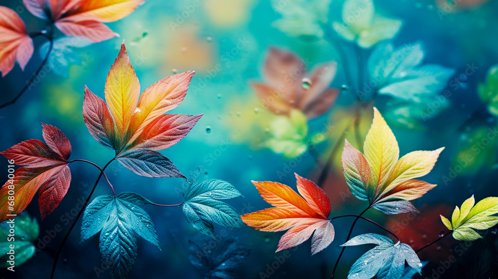 Autumn leaves background with brilliant color compositions.