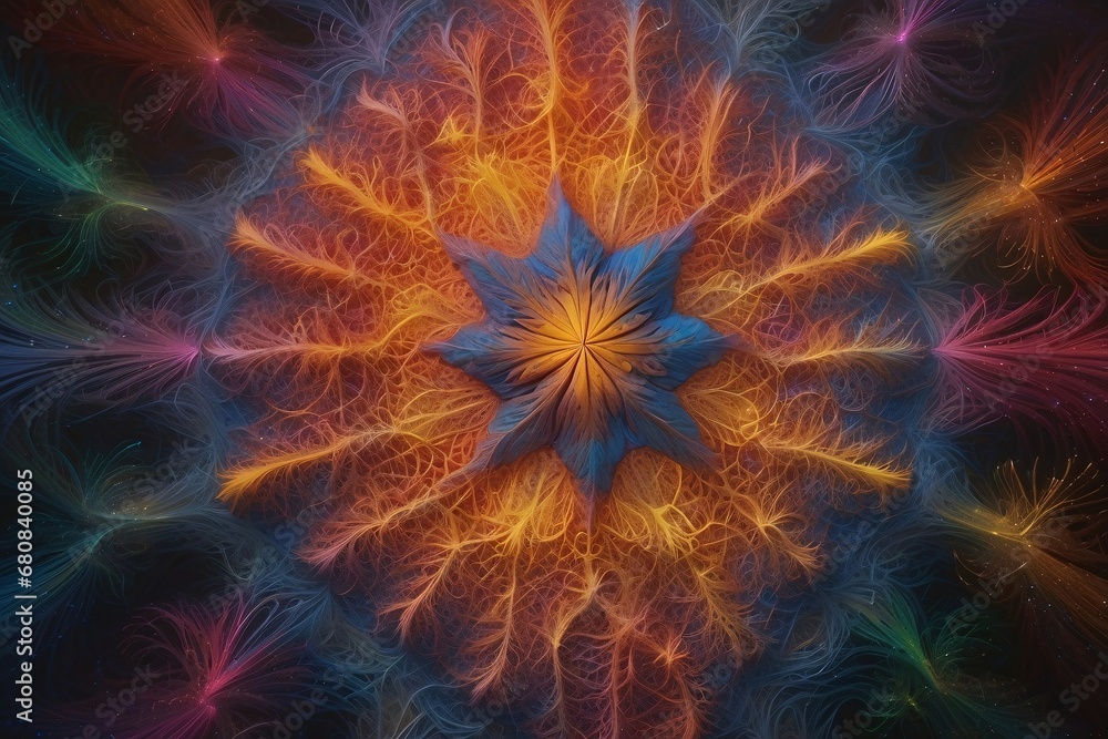 Abstract image of a magnificent array of miniature, iridescent particles, delicately arranged to form a mesmerizing pattern of kaleidoscopic colors. Vivid chromatic nanotechnology background. Abstract image of a magnificent array of miniature, iridescent particles, delicately arranged to form a mesmerizing pattern of kaleidoscopic colors. Vivid chromatic nanotechnology background.